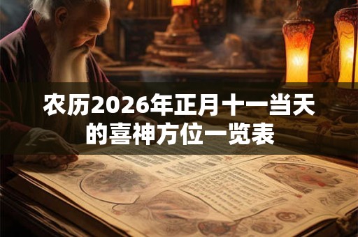 农历2026年正月十一当天的喜神方位一览表