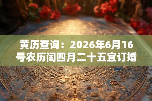黄历查询：2026年6月16号农历闰四月二十五宜订婚吗