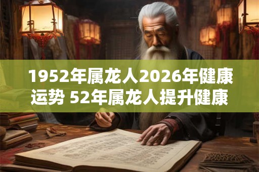 1952年属龙人2026年健康运势 52年属龙人提升健康运势的方法