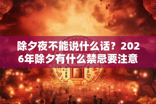 除夕夜不能说什么话？2026年除夕有什么禁忌要注意