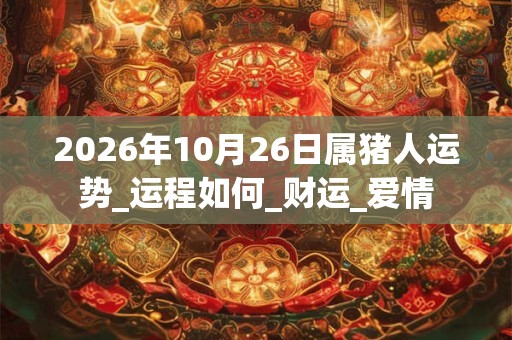 2026年10月26日属猪人运势_运程如何_财运_爱情