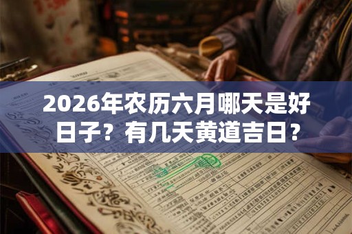 2026年农历六月哪天是好日子？有几天黄道吉日？