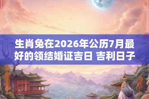 生肖兔在2026年公历7月最好的领结婚证吉日 吉利日子查询