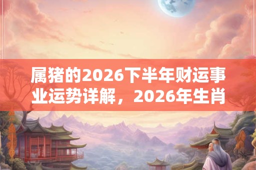 属猪的2026下半年财运事业运势详解，2026年生肖猪最新工作运势分析