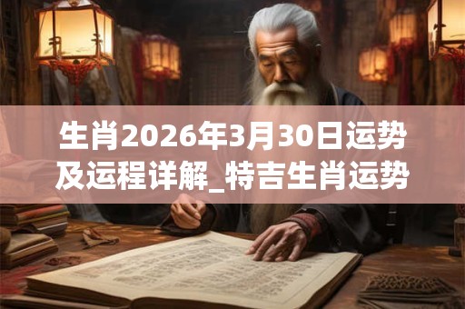 生肖2026年3月30日运势及运程详解_特吉生肖运势吉凶