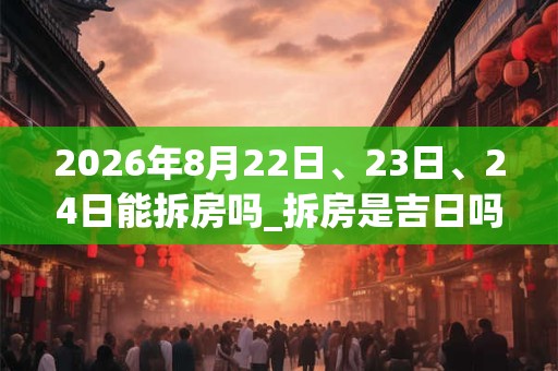 2026年8月22日、23日、24日能拆房吗_拆房是吉日吗