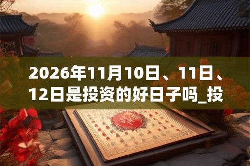 2026年11月10日、11日、12日是投资的好日子吗_投资可以吗