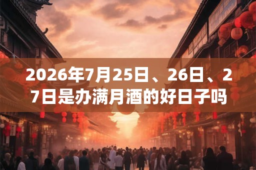2026年7月25日、26日、27日是办满月酒的好日子吗_办满月酒可以吗