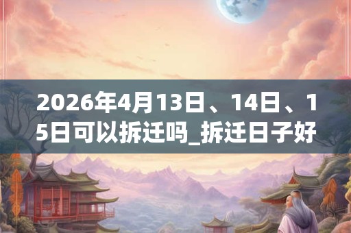 2026年4月13日、14日、15日可以拆迁吗_拆迁日子好吗