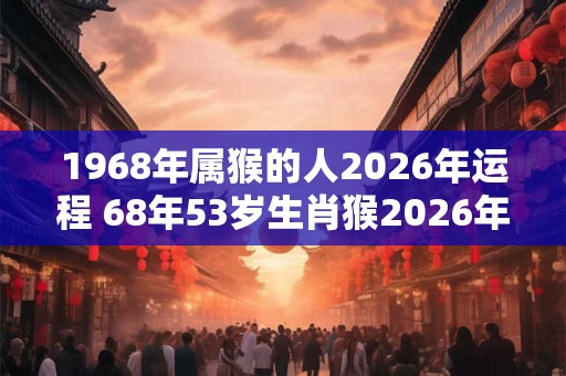 1968年属猴的人2026年运程 68年53岁生肖猴2026年运势