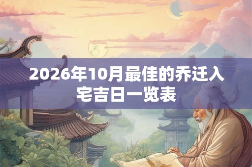 2026年10月最佳的乔迁入宅吉日一览表