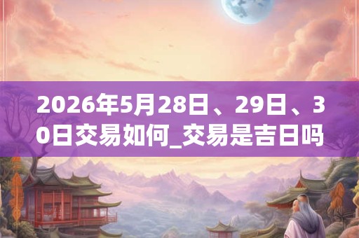 2026年5月28日、29日、30日交易如何_交易是吉日吗