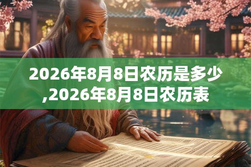 2026年8月8日农历是多少,2026年8月8日农历表