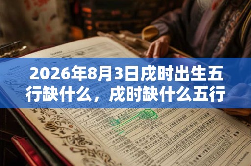 2026年8月3日戌时出生五行缺什么，戌时缺什么五行