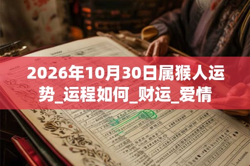 2026年10月30日属猴人运势_运程如何_财运_爱情