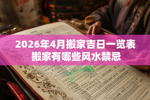 2026年4月搬家吉日一览表 搬家有哪些风水禁忌
