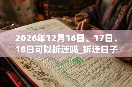 2026年12月16日、17日、18日可以拆迁吗_拆迁日子好吗