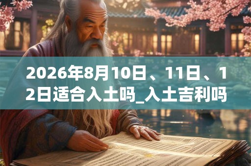 2026年8月10日、11日、12日适合入土吗_入土吉利吗