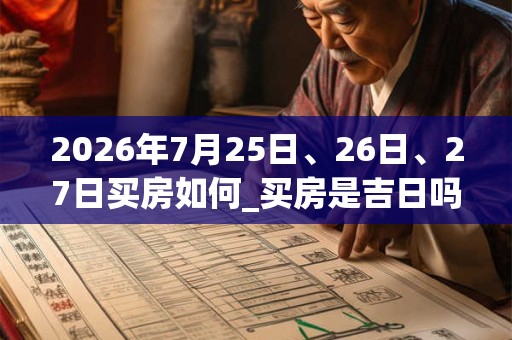 2026年7月25日、26日、27日买房如何_买房是吉日吗