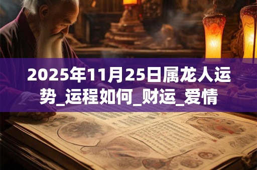 2025年11月25日属龙人运势_运程如何_财运_爱情