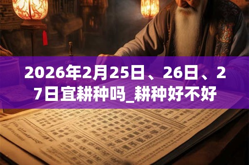 2026年2月25日、26日、27日宜耕种吗_耕种好不好