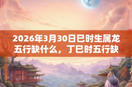 2026年3月30日巳时生属龙五行缺什么，丁巳时五行缺什么