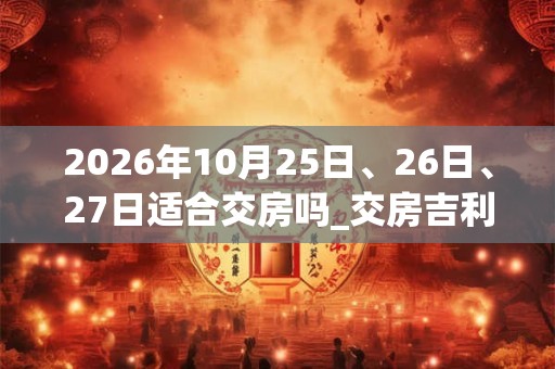 2026年10月25日、26日、27日适合交房吗_交房吉利吗