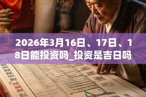 2026年3月16日、17日、18日能投资吗_投资是吉日吗