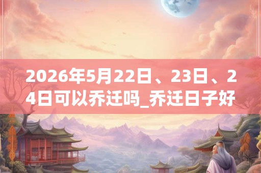 2026年5月22日、23日、24日可以乔迁吗_乔迁日子好吗