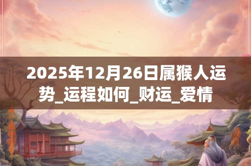 2025年12月26日属猴人运势_运程如何_财运_爱情