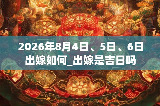 2026年8月4日、5日、6日出嫁如何_出嫁是吉日吗