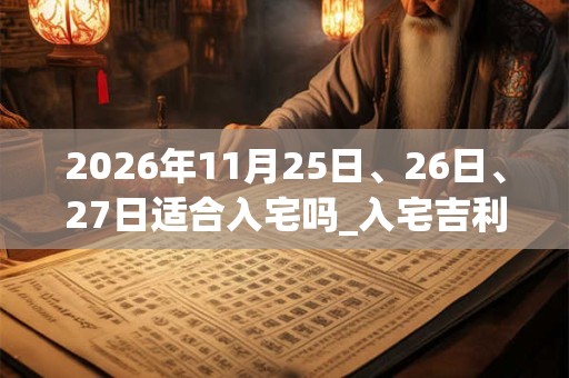 2026年11月25日、26日、27日适合入宅吗_入宅吉利吗
