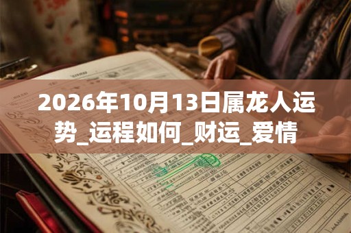 2026年10月13日属龙人运势_运程如何_财运_爱情