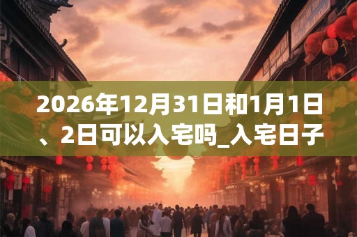 2026年12月31日和1月1日、2日可以入宅吗_入宅日子好吗