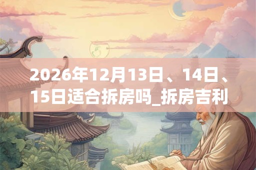 2026年12月13日、14日、15日适合拆房吗_拆房吉利吗