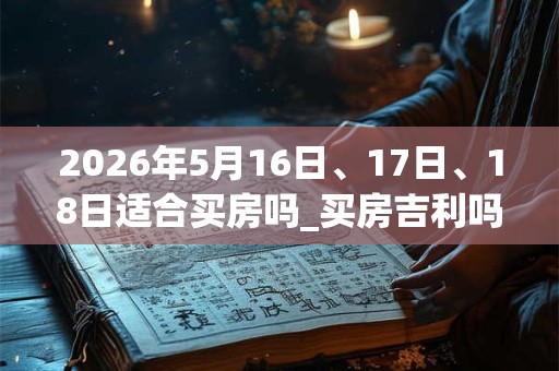 2026年5月16日、17日、18日适合买房吗_买房吉利吗