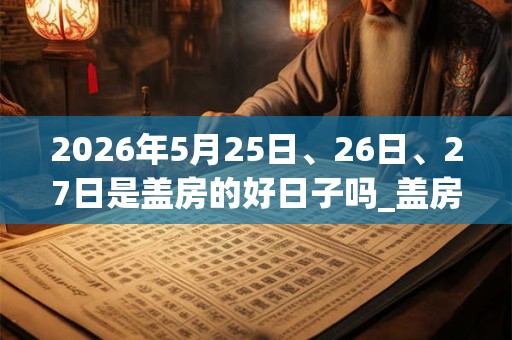 2026年5月25日、26日、27日是盖房的好日子吗_盖房可以吗