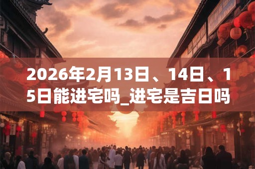 2026年2月13日、14日、15日能进宅吗_进宅是吉日吗