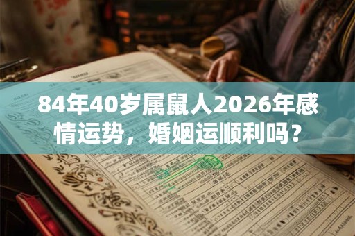 84年40岁属鼠人2026年感情运势，婚姻运顺利吗？