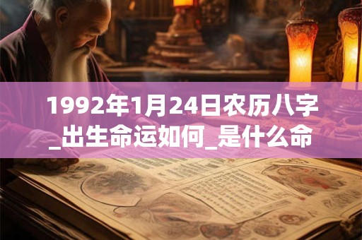 1992年1月24日农历八字_出生命运如何_是什么命