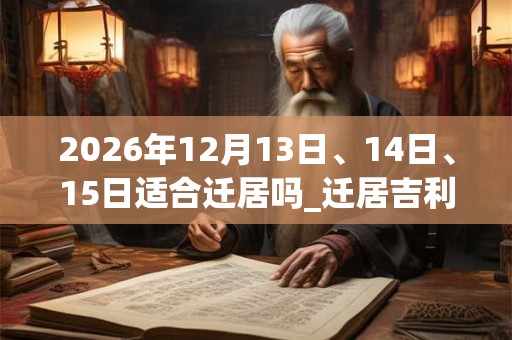 2026年12月13日、14日、15日适合迁居吗_迁居吉利吗