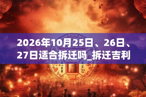 2026年10月25日、26日、27日适合拆迁吗_拆迁吉利吗