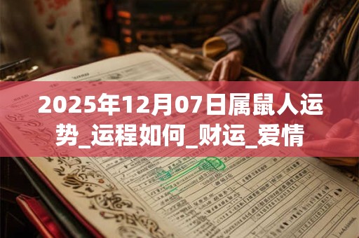 2025年12月07日属鼠人运势_运程如何_财运_爱情