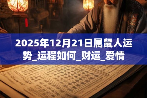 2025年12月21日属鼠人运势_运程如何_财运_爱情