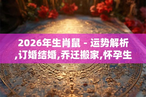 2026年生肖鼠 - 运势解析,订婚结婚,乔迁搬家,怀孕生子