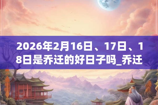 2026年2月16日、17日、18日是乔迁的好日子吗_乔迁可以吗