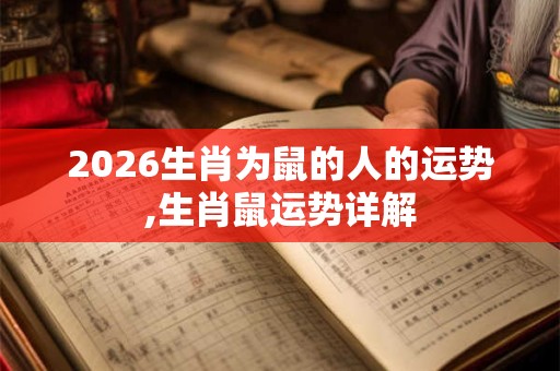 2026生肖为鼠的人的运势,生肖鼠运势详解
