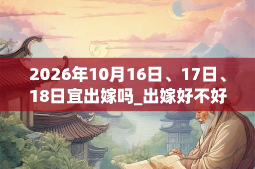 2026年10月16日、17日、18日宜出嫁吗_出嫁好不好