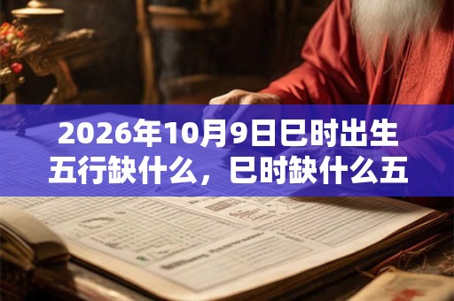 2026年10月9日巳时出生五行缺什么，巳时缺什么五行