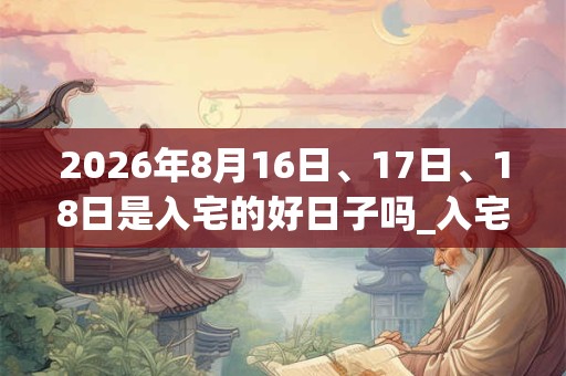 2026年8月16日、17日、18日是入宅的好日子吗_入宅可以吗